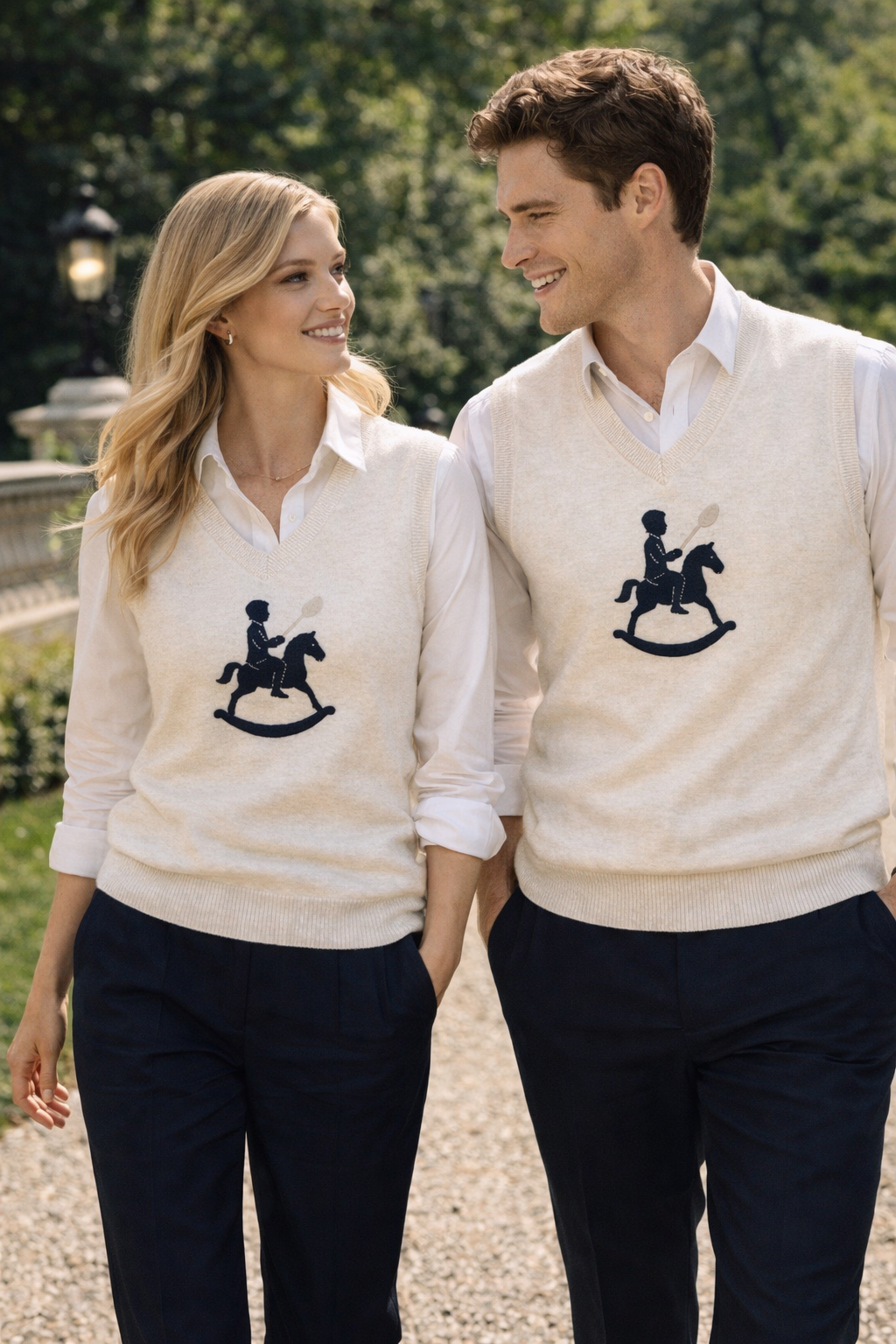 White Knit V-neck vest — Viceroy